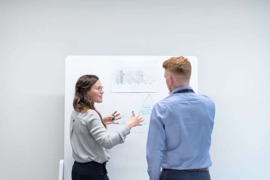 Whiteboard planning session for the broker recruiting system
